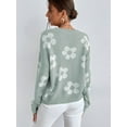 thumbnail image 2 of CoCozhu Women's Ribbed Knit Long Sleeve Top Floral Drop Shoulder Loose Sweater, 2 of 6