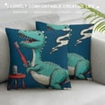 thumbnail image 3 of Throw Pillow Cover Funny Cute Dinosaur on Bicycle Graphic Sport Jungle Monster City Decorative Throw Pillow Cushion Case for Home Couch Living Room Bed Sofa Car, 3 of 5