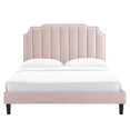 thumbnail image 5 of Modway Colette Queen Performance Velvet Platform Bed in Pink, 5 of 10