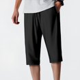 thumbnail image 2 of OSOLU Solid Color Men's Ice Silk Casual Pants Summer Lightweight Stretch Calf Length Shorts Loose Fit Sports Sweatpants Trousers Plus Size Daily Relaxed Fit Breathable Bottoms, 2 of 9