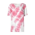 thumbnail image 5 of Blczomt 2025 Tops for Women Trendy Summer V Neck Casual Tee Short Sleeve Tie Dye Pink Womens Tshirts, 5 of 8