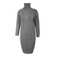 thumbnail image 4 of DHFJKG Womens Sweaters Dress Turtleneck Knitted Jacquard Sweater Solid Color Loose Fit Maxi Dress Winter Long Sleeve Ankle-Length Cozy Dresses, 4 of 6