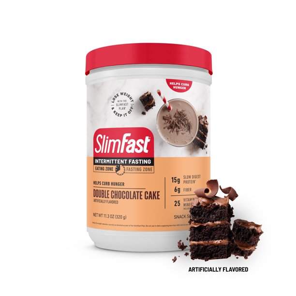 SlimFast Intermittent Fasting, Chocolate Cake, Snack Shake Mix, Casein