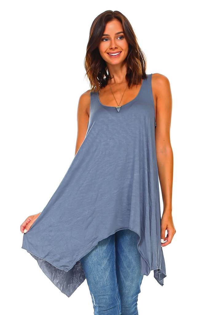 Simplicitie Women's Sleeveless Swing Flare Tunic Dress Tank Top