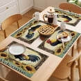 thumbnail image 5 of Retro Rooster Placemats Set of 6 Sunflower Watercolor Animals Place Mats Indoor Wipeable Table Mats Washable Cloth Dining Table Placemats for Kitchen Holiday Party Home Decor 13x19 Inch, 5 of 9