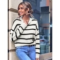 thumbnail image 4 of WIPONKEN Womens Sweaters Crew Neck Off Shoulder Style Loose Oversize Stripes Ladies Sweater for Winter&Fall 30% Wool Soft Fasional Sweater, 4 of 7