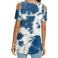 thumbnail image 4 of Xuanfei Women Tie-Dyed Print V Neck Cold Shoulder Design Summer Top, 4 of 4