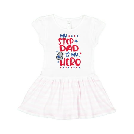 

Inktastic Memorial Day My Step Dad is My Hero Gift Toddler Girl Dress