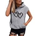 thumbnail image 1 of HNMKIU Débardeurs Femmes Grande Taille Mode Imprimé Sweat à Capuche Manches Courtes Blouse Ample, 1 of 4