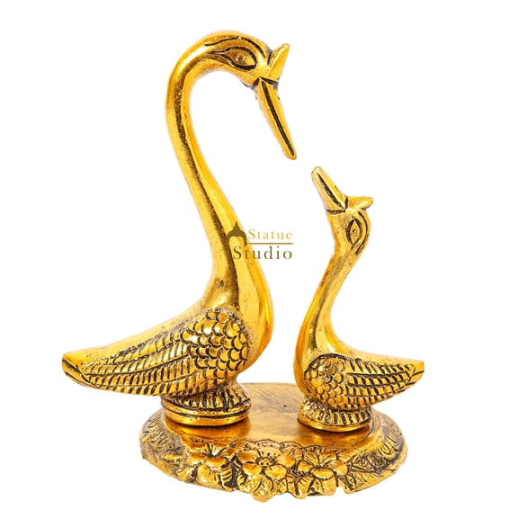 StatueStudio Oxidised Swan Pair Tabletop - Showpiece For Home Décor - Decorative Home Office Decoration Gift