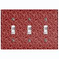 thumbnail image 1 of Metal Light Switch Wall Plate Outlet Cover (Coffee Espresso Mocha Bean Maroon Pattern - Triple Toggle), 1 of 2
