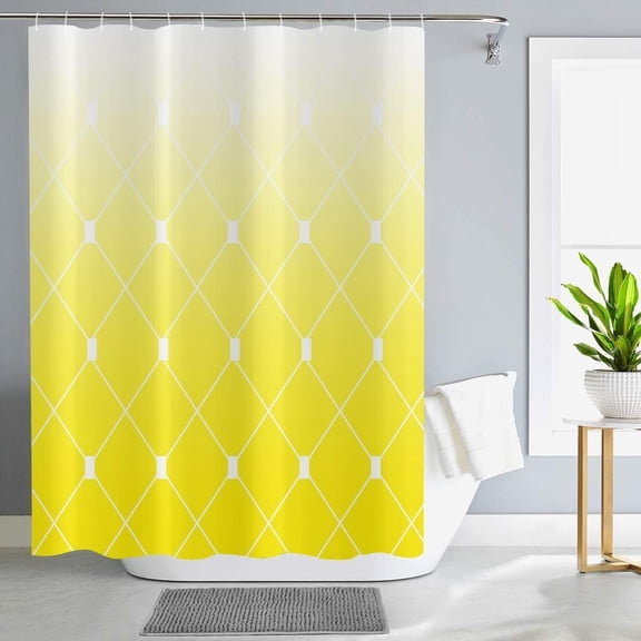 Yellow Ombre Shower Curtain, Modern Geometric Pattern Modern Luxury Bathroom Curtain Bathtub Decor Waterproof Fabric Machine Washable with 12 Hooks