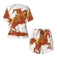 thumbnail image 4 of Lsque Vintage Cowboy On A Bronco Horse Women's Short-Sleeved Pajama Set - 2 Piece Soft and Lightweight Sleepwear Set-Medium, 4 of 9