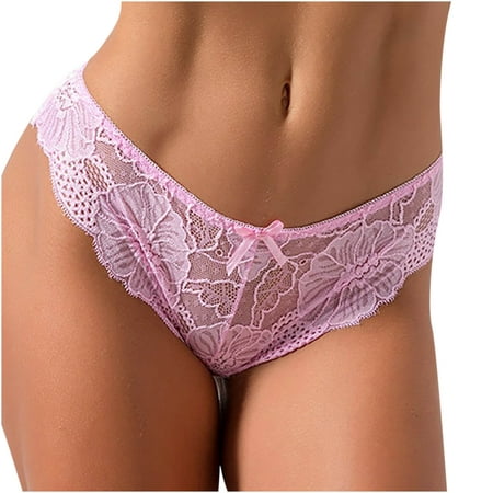 

Whlbf Women s Brief Underwear Sexy Cute Bowknot Design Crochet Full Lace Panties Low Waist Briefs