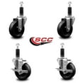 thumbnail image 2 of 4 Inch Phenolic Wheel Swivel 1-1/8 Inch Expanding Stem Caster Set 2 Brakes SCC, 2 of 2