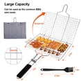 thumbnail image 2 of relayinert Barbecue Grilling Basket Metal Handle BBQ Grill Net Folding Portable Cooking Grid Rack with Spice Brush, 2 of 4