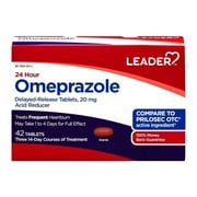 Leader 24 Hour Omeprazole Delayed Release Acid Reducer Tablets, 42 Ea, 3 Pack