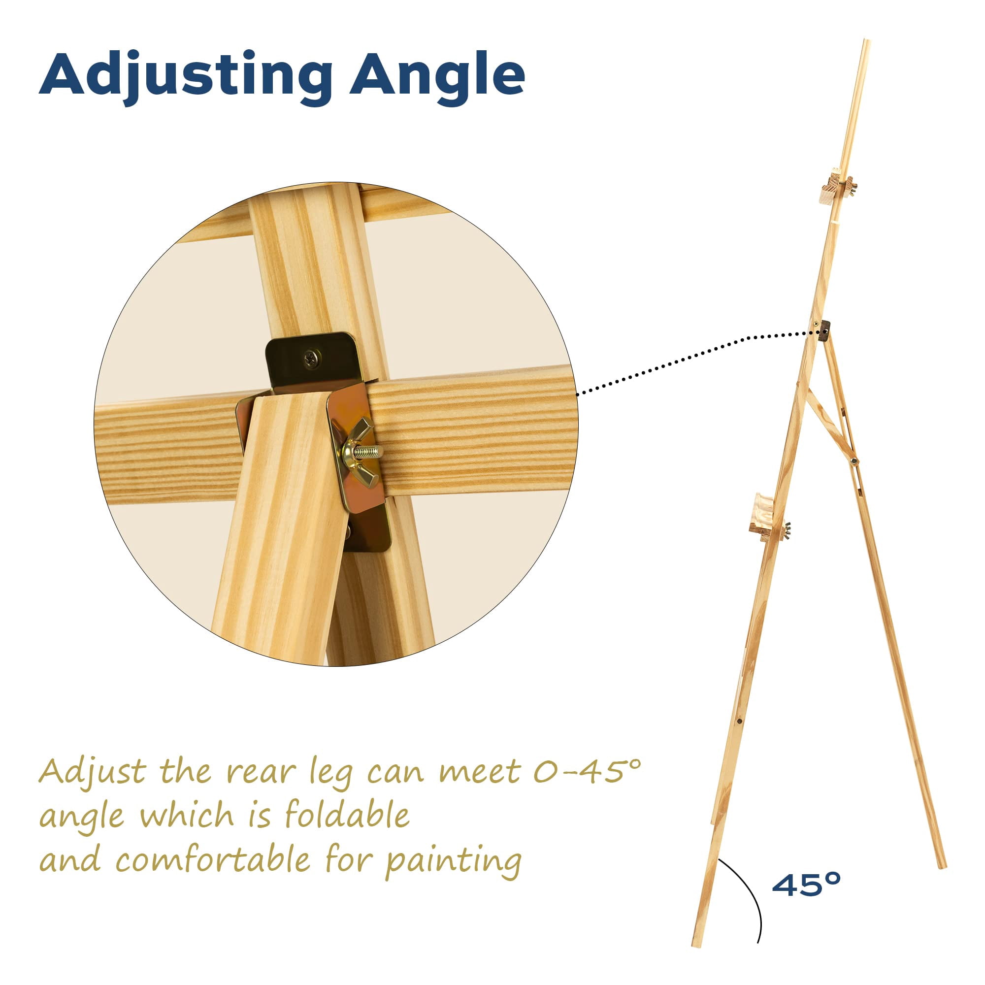 Wooden Easel Stand for Painting, 45" Adjustable Height Folding Art Easel for Canvas,Folding Art Easel for Drawing, Wedding Sign and Poster, Suitable for Kids and Adults