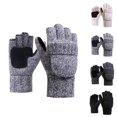 thumbnail image 4 of KHONTS Thermal Insulation Fingerless Gloves for Women and Men Winter Warm Knitted Convertible Mittens Flap Black One Size, 4 of 4