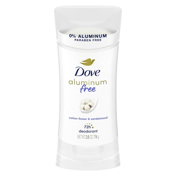 Dove Aluminum Free Deodorant Stick Cotton Flower & Sandalwood, 2.6 oz