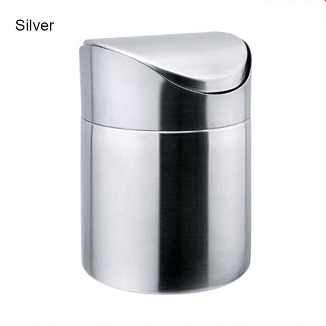 Stainless Steel Small Mini Trash with Swing Top Lid Countertop Trash Cans for Desk Car Office Kitchen Pink