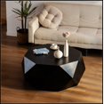 thumbnail image 4 of 38"Three-dimensional Embossed Pattern Design American Retro Style Coffee Table,Black Tabletop, 4 of 11