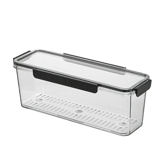 Refrigerator Organizer Storage Box with Drainage Shelf, Airtight Food Storage Container for Kitchen and Fridge Organization, 1 Pack