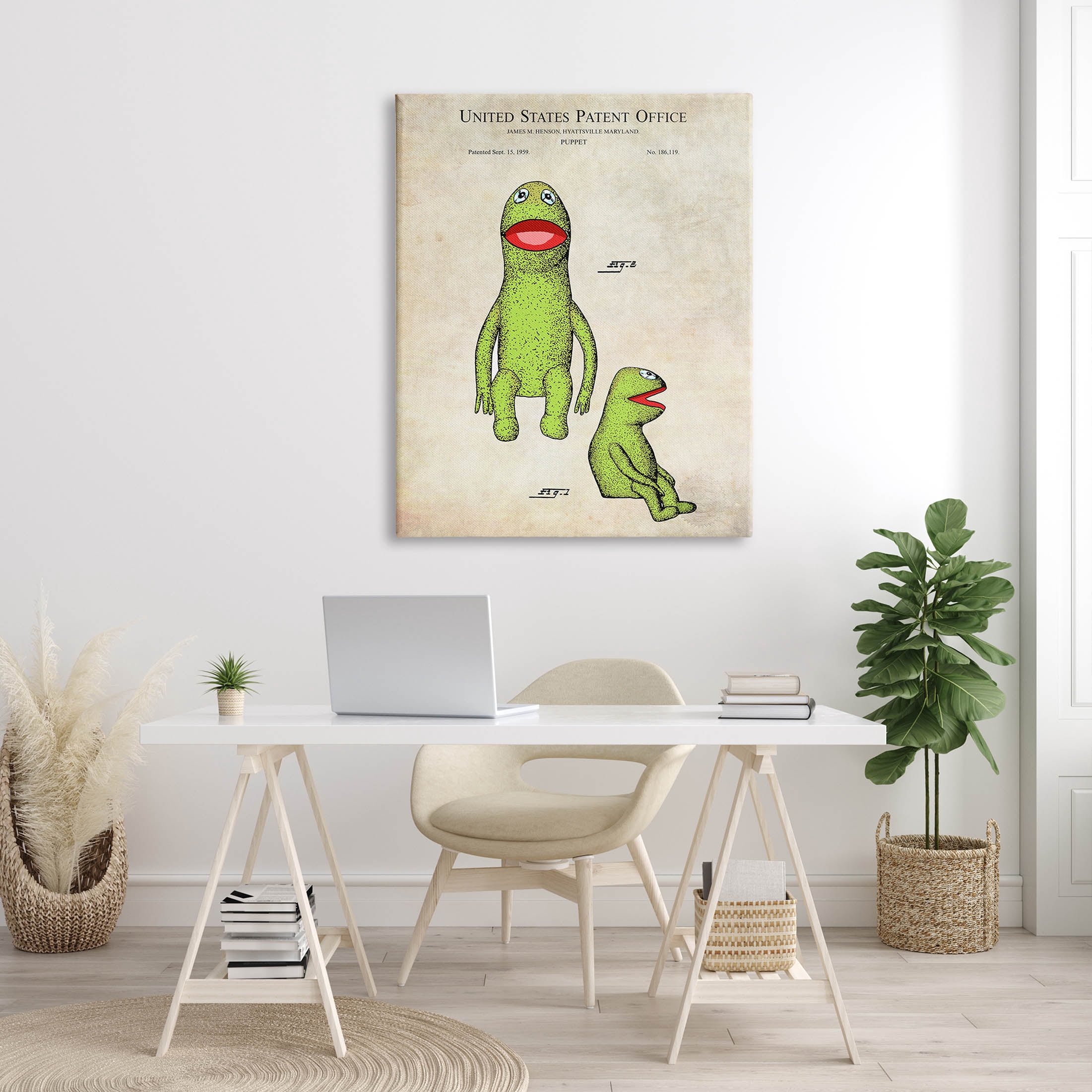 Stupell Industries Vintage Frog Character Puppet Graphic Art Gallery Wrapped Canvas Print Wall Art, Design by Karl Hronek