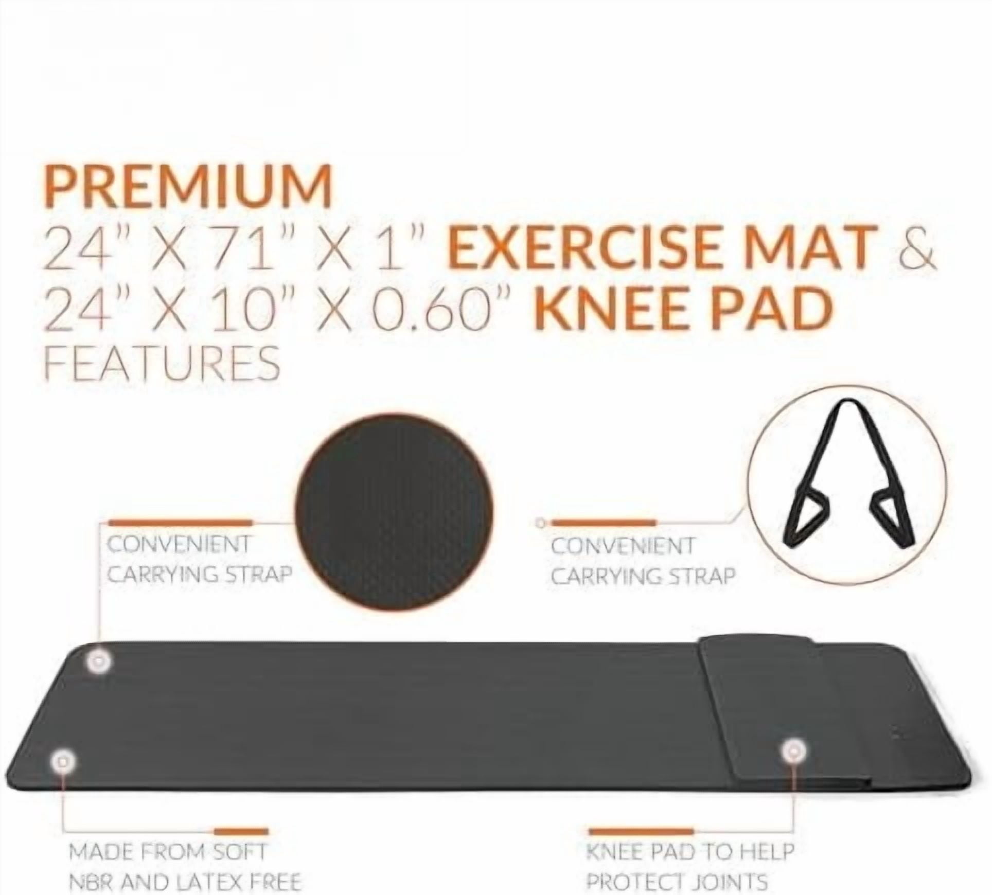 1/2-Inch High Density Exercise Yoga Mat with Strap | Multiple Options Black,Yoga Mat w/Knee Pad