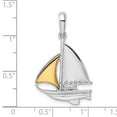 thumbnail image 4 of Auriga Fine Jewelry 925 Sterling Silver Rh-plated Sailboat with 14K Sail Pendant for Women (L-33 mm), 4 of 6