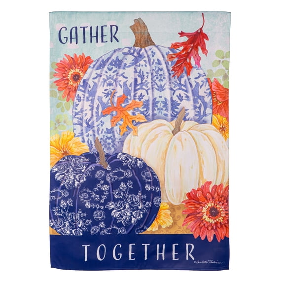 Evergreen Flag,Changing Seasons Pumpkins Suede House Flag,28x0.02x44 Inches