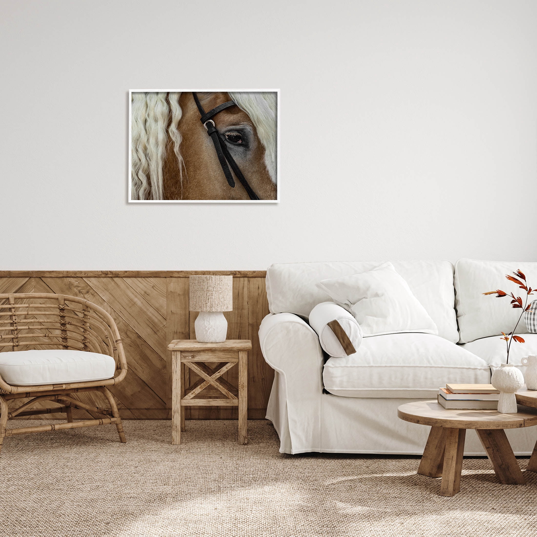 Stupell Industries Blonde Palomino Horse Portrait Photograph White Framed Art Print Wall Art, Design by David Lorenz
