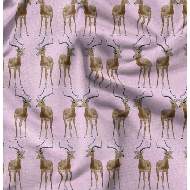 Soimoi Moss Georgette Fabric Deer Animal Print Sewing Fabric Yard 42 Inch Wide