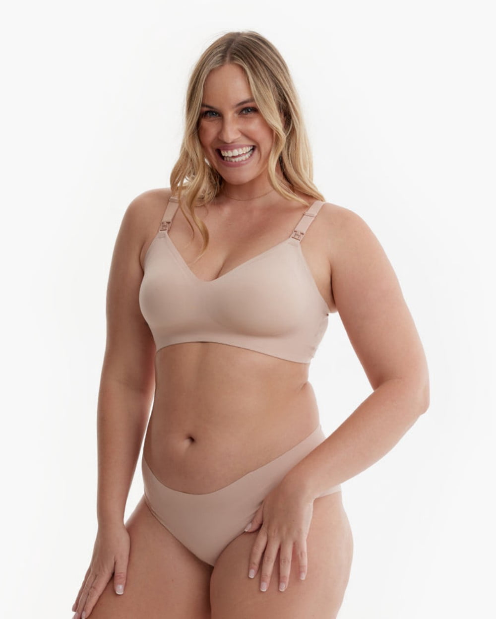 Momcozy Women's Maternity Seamless Ultra Comfort Hands-Free Pumping and Nursing Bra, Sizes S-3XL