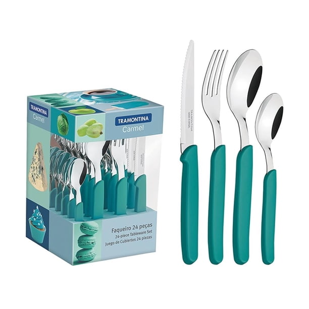 Juego de Cubiertos Tramontina Carmel Azul 24 Piezas