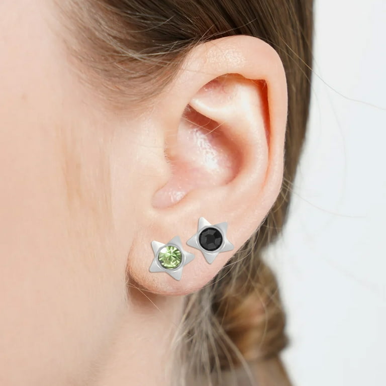 12 Pairs Heart/Star/Round Ear Piercing Stud Earrings, Surgical