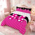 thumbnail image 3 of Meiyoeat Bright Polka Dot Print Full Size Comforter Sets 3-Piece, Playful Bow Pattern Bedding Comforter Set, Pink Black White, 3 of 6