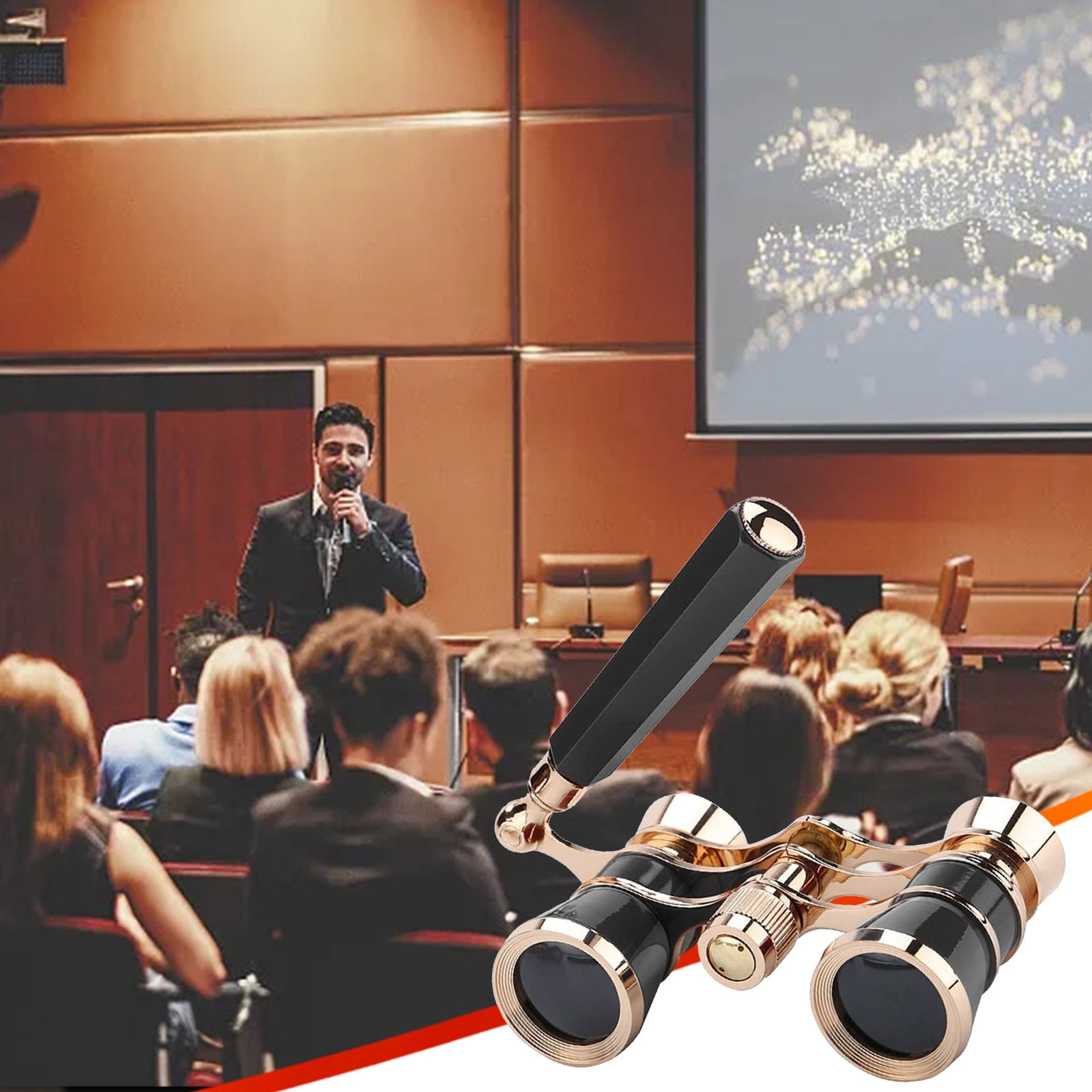 Kraoden Opera Glasses Binoculars Mini Binocular Portable Binocular with Foldable Handle for Musical Concert