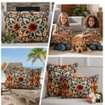 thumbnail image 5 of Burnt Orange Green Outdoor Waterproof Pillow Covers, Vintage Abstract Flowers Decorative Rectangle Throw Pillowcase Sofa Cushion Sham for Patio/Couch/Chair, 20"x12" 2 Pack, 5 of 8