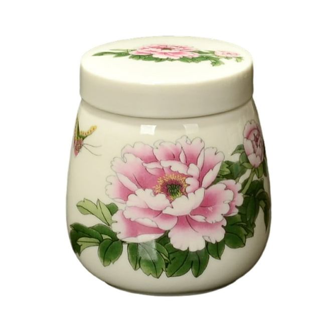 pitrice Tea In Chinese Style Pattern Small Storage Container Organization Lid Coddled Cups Ceramic Material for Kitchen Spice Style 2