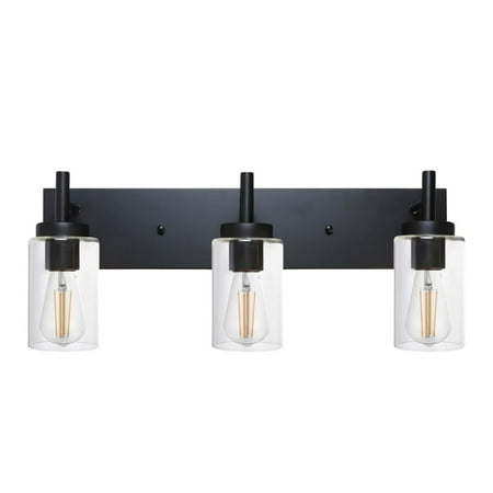 

XCJDILAO Vanity Bathroom Light Fixture Black 3 Lights Rustic Wall Sconce Lighting with Clear Glass Shade