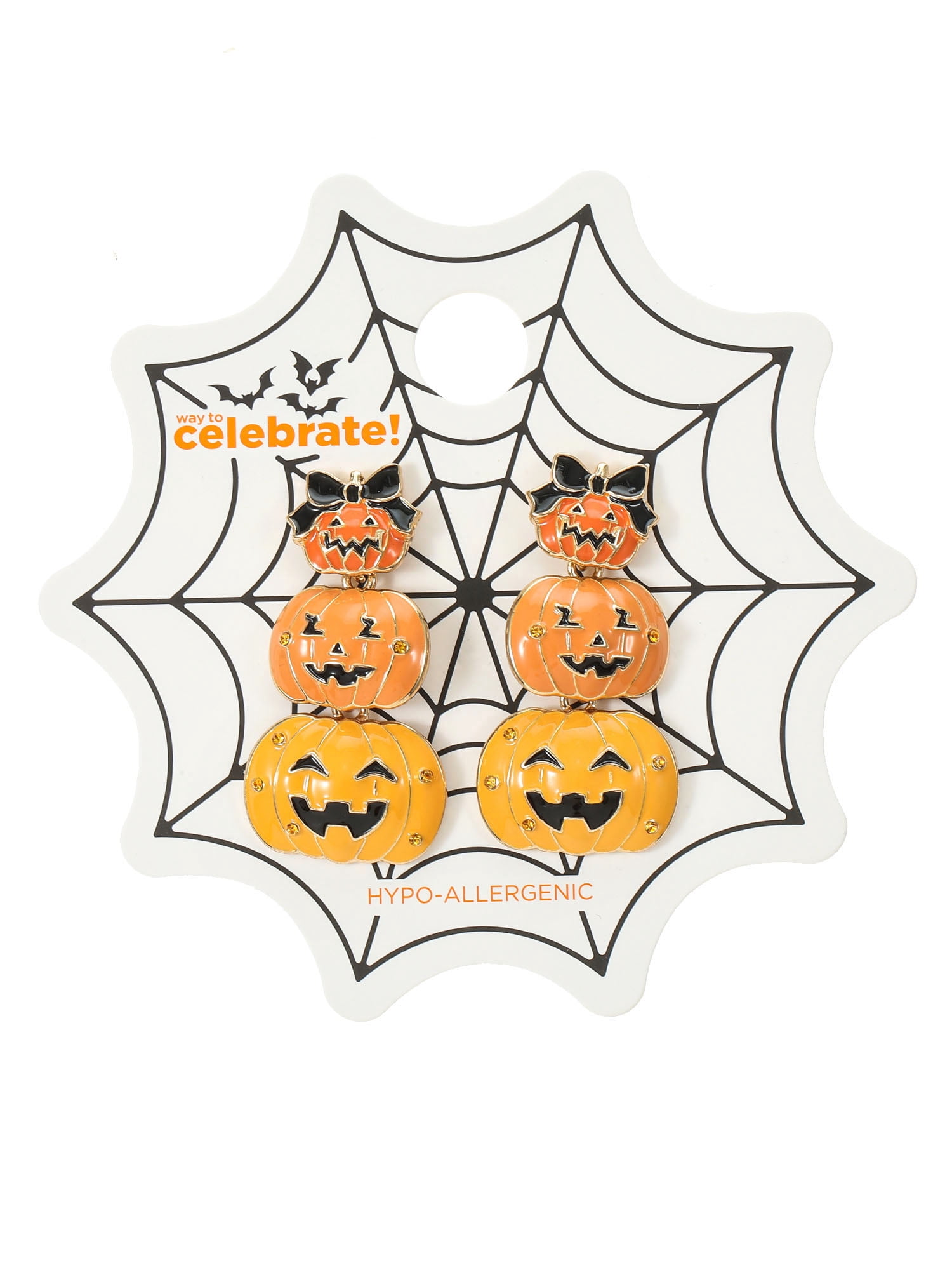 Way to Celebrate Jack-O-Lantern Stack Halloween Earrings, 1 Pair