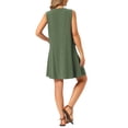thumbnail image 3 of INSPIRE CHIC Women's Linen Dresses Summer Sleeveless Sundress Casual Loose Flowy Mini Tank Beach Dress with Pockets L Army Green, 3 of 6