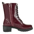 thumbnail image 3 of Top Moda Women Combat Army Style Boots Lace Up Side Zipper Lug Sole Booties Red Burgundy Wine Patent 6, 3 of 4