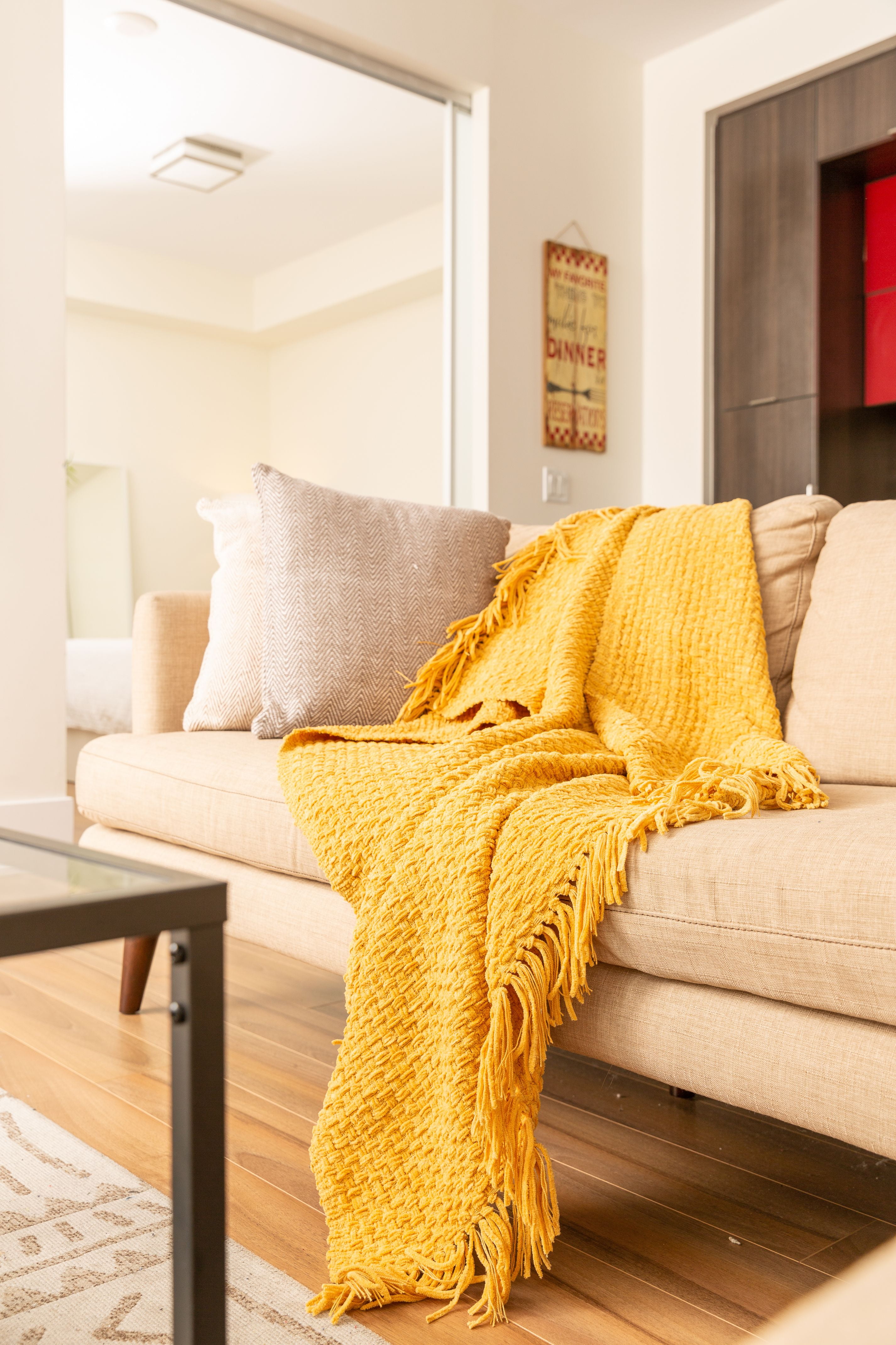 Fabstyles Yellow Polyester Throw, 50" x 60"
