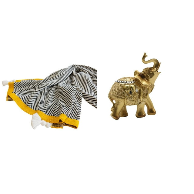 Manta De Punto De Elefante A Rayas De Resina, Arte Suave Y Cálido, Escultura De Granja, Figura Decorativa Para Dormitorio, Sofá, Cama, Silla, Estante, Escritorio, Decoración Del Hogar