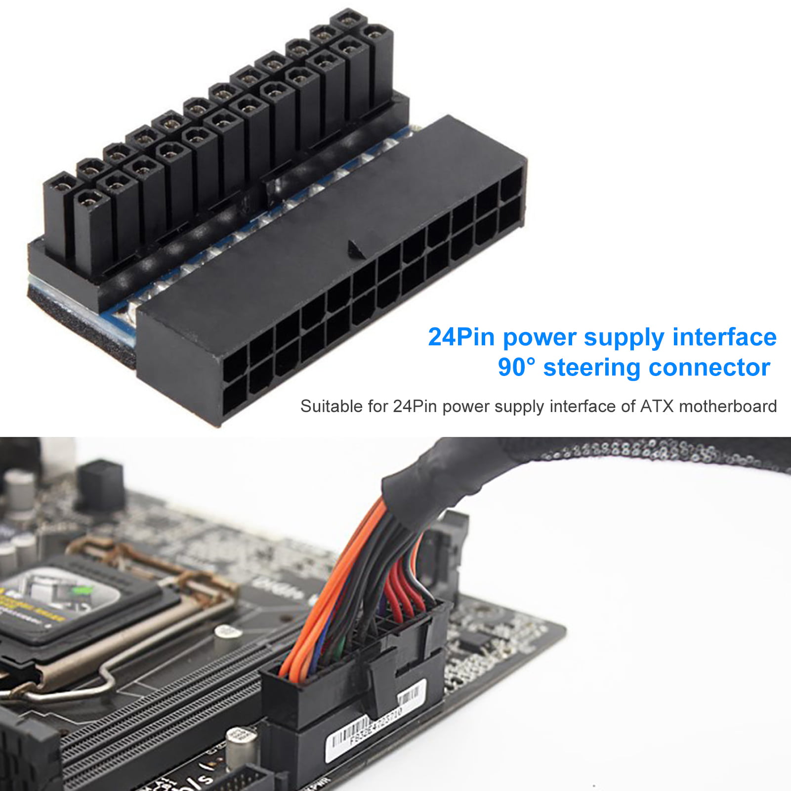 Atx 90 degree 24 pin to 24pin Power Plug Adapter Mainboard Power Connectors 