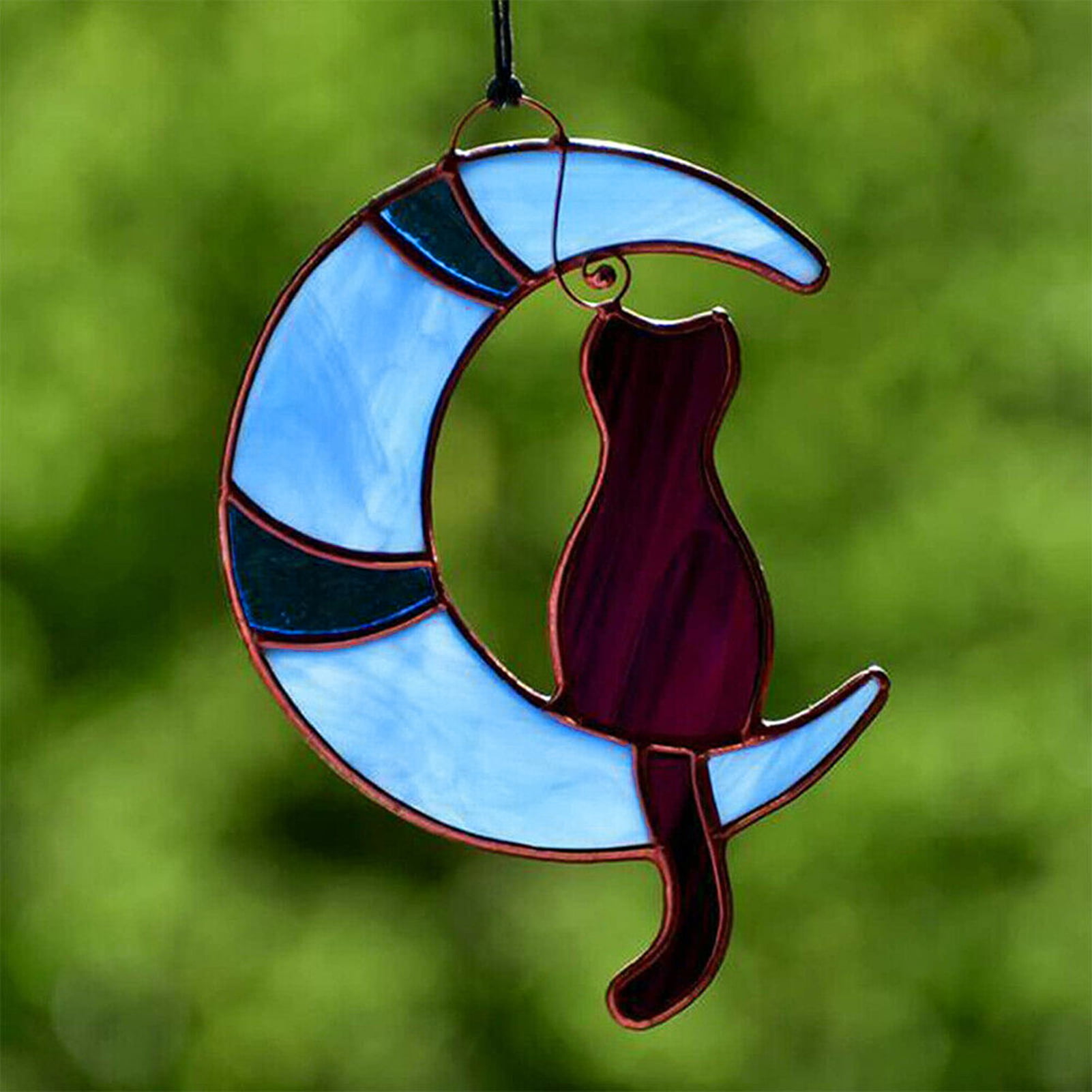 Pink water glass stained glass moon sun catcher for windows stained glass moon sun catcher stained glass art moon sun catcher