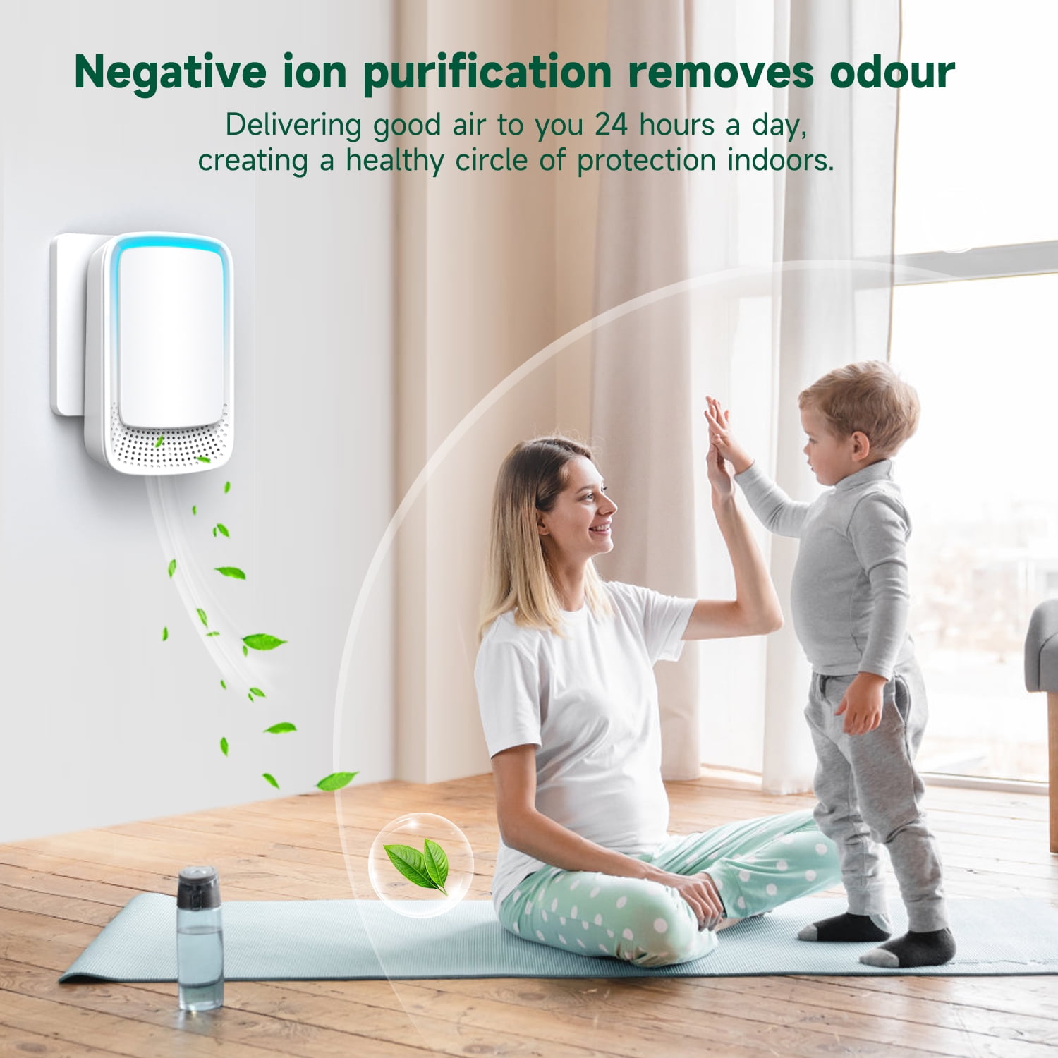 Electric Deodorizer Plug-In Air Purifier, Quiet for Bedroom, Pet, Toilet, Kitchen, Office, White, 3-Pack