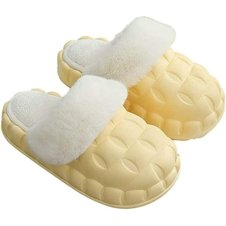 

DabuLiu Women Men Fluffy Faux Fur Waterproof Anti-skip House Shoes Warm Soft Detachable Taken-down Lining Indoor Slippers Outdoor